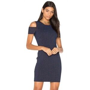 NWOT BCBGMAXAZRIA Navy Blue Metallic MONICKA Bodycon Mini Dress Women's XS